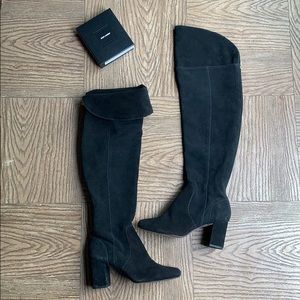 NEW Over the knee tall black suede boots
